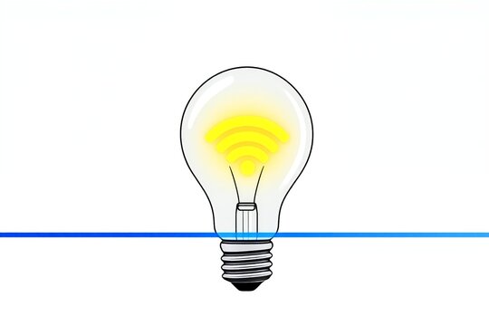 A glowing light bulb with a Wi-Fi symbol inside, suggesting smart technology or internet connectivity  half-submerged in water, implying innovation meeting practicality or the future of connected devi