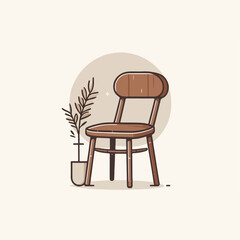 flat illustration of wooden chair