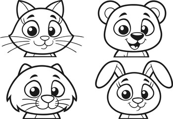 Cartoon Characters Set in Outlines. Funny Cartoon Outline Characters. Cute Character Line Art Collection. Cartoon People Drawing Set. Outline Cartoon Faces Collection. Simple Cartoon Line Artwork