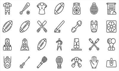 Collection of Sports Equipment and Icons Representing Athletic Activities and Leisure Pursuits