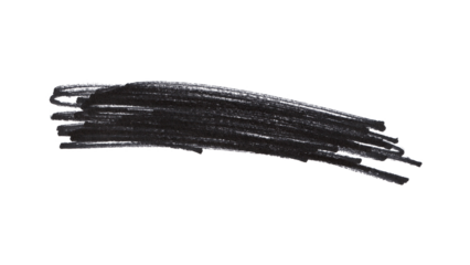 Wide Black Marker or Charcoal Swash Isolated. Hand Drawn Horizontal Stroke Element PNG.