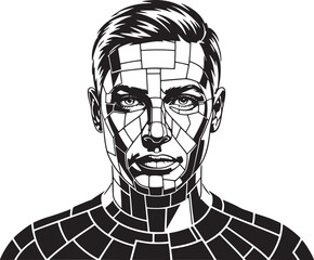 Abstract Human Portrait Geometric Design Vector Illustration Modern Style Concept