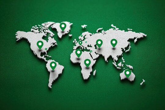 World Map: Global Network with Location Pins