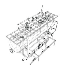 Obraz premium Detailed Industrial Tank Blueprint. Vector