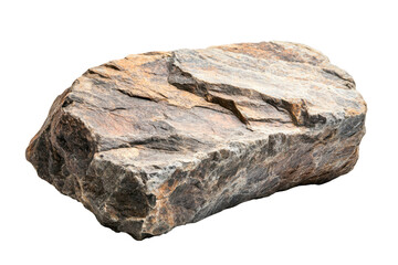 Fototapeta premium Rough grey rock with veins isolated on transparent background. Close up of a rock isolated on white background.
