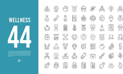 Set of 47 Vector Icons representing Wellness, Health, and Lifestyle