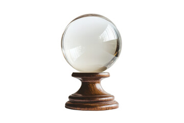 Crystal earth globe trophy isolated on transparent background. Glass ball on a stand isolated on white background.