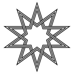 Symmetrical layered sacred star illustration for decorative, spiritual, modern graphic use