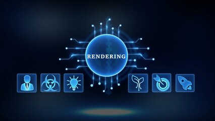 Digital Rendering Concept with Futuristic Icons and Circuitry computer graphics technology