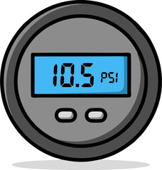 Digital Pressure Gauge Displaying 10.5 PSI Measurement.