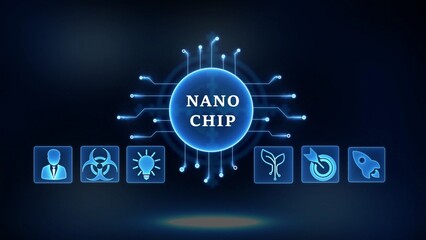 Futuristic Nano Chip Technology with Icons Representing Innovation and Progress digital