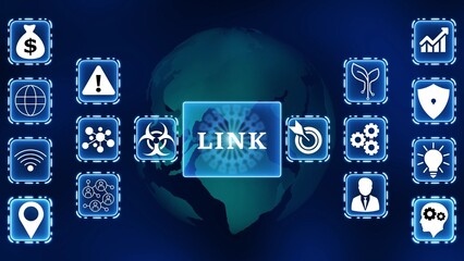 Global Link Network with Business and Technology Icons connection digital