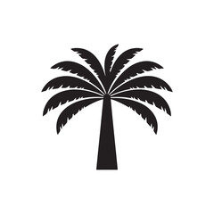 Black abstract symmetrical palm tree shape. Stylized palm tree silhouette isolated on a white background.
