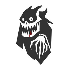Dark Spooky Monster with Bloody Fangs