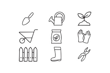 Gardening Equipment Icon Vector Illustration on White Background.