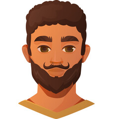 Diverse Male Avatars With Various Facial Hair Styles Featuring Brown Hair Brown Eyes And A Beard With A Transparent Background Digital Art