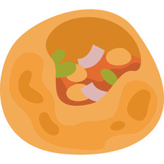 Flat Illustration Of A Rolled Omelette With Vegetables And Filling Centered On A White Background
