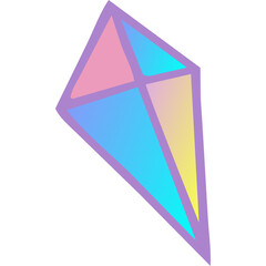 Geometric Crystal Shape With Pastel Gradient Colors And Purple Outline On Transparent Background