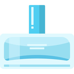 Glass Perfume Bottle With Blue Cap And Translucent Liquid Minimalist Design Isolated On White Background Studio Shot