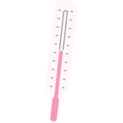 Glass Thermometer With Pink Liquid Displaying Elevated Temperature Against White Background Medical Instrument For Measuring Body Heat