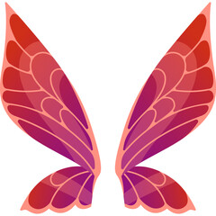 Fairy Wings Pink Orange Red Gradient Pattern Isolated Transparent Background