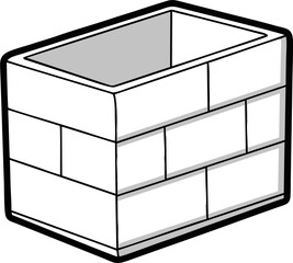 Simple black and white line art illustration of a rectangular brick planter box.