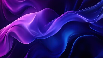 Ultra-realistic 35mm film fluid abstract background: purple and blue fluid shapes on dark background, smooth curves forming intricate liquid textures to show layering