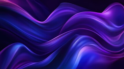 Ultra-realistic 35mm film fluid abstract background: purple and blue fluid shapes on dark background, smooth curves forming intricate liquid textures to show layering