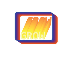 Bright, bold 3d word 'grow' repeating in sequence