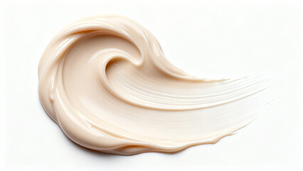 Luxurious creamy cosmetic whirlpool texture applied on a white background