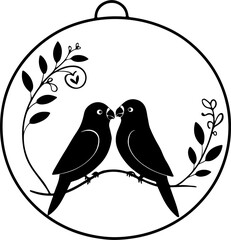 love birds circle vector