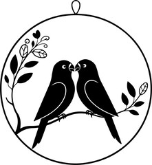 love birds circle vector