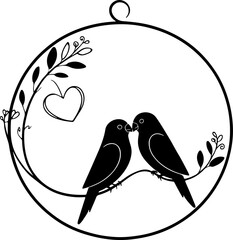 love birds circle vector