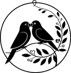 love birds circle vector