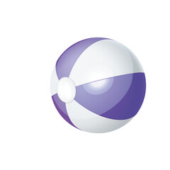 Round Inflatable Beach Ball With Purple And White Stripes And A Transparent Background For Summer Fun Outdoor Activities