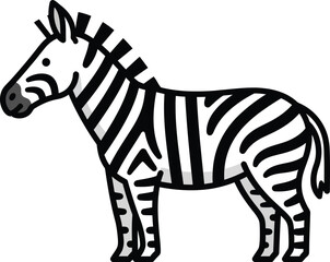 Stylized zebra silhouette with bold black stripes perfect for wildlife designs isolated on transparent background