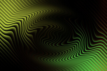 Abstract green and yellow wavy lines create a mesmerizing background design