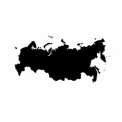 Russia Map Black Silhouette Outline Geographic