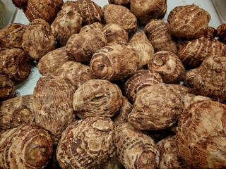 Close up of pile of baby yam