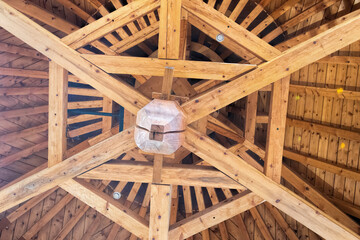 a magnificent wooden roof frame