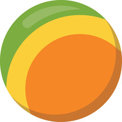 Green Yellow And Orange Beach Ball With A Transparent Background And A Smooth Surface With Reflections In Studio Lighting