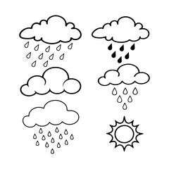 Obraz premium Weather icon collection line art vector illustration isolated on white background