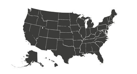 Detailed map of the United States of America showing all states in a simple, flat, and clean style.