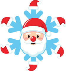 Joyful santa claus snowflake design festive christmas holiday celebration theme isolated on transparent background