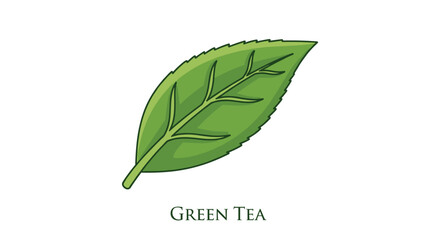 Vibrant green tea leaf illustration symbolizing freshness health and natural goodness for beverage and wellness brands, Generative AI.