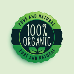100% organic food certified label design