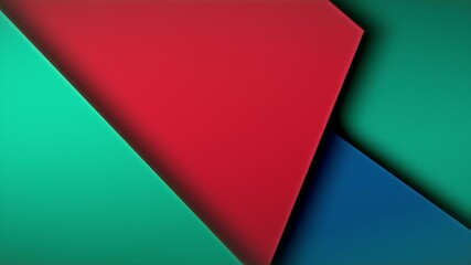 A motion graphics scene of a vibrant gradient triangle and rectangle shapes, slowly glide and overlap each other, forming at the end a engaging geometric composition