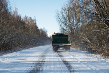 Car on the road in winter.