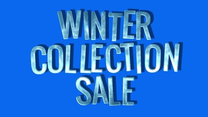 Winter collection sale text motion on blue background. Suitable for ads, intro, opening promotion product discount