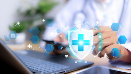 Medical technology, online health network, telemedicine concept. healthcare and medicine.